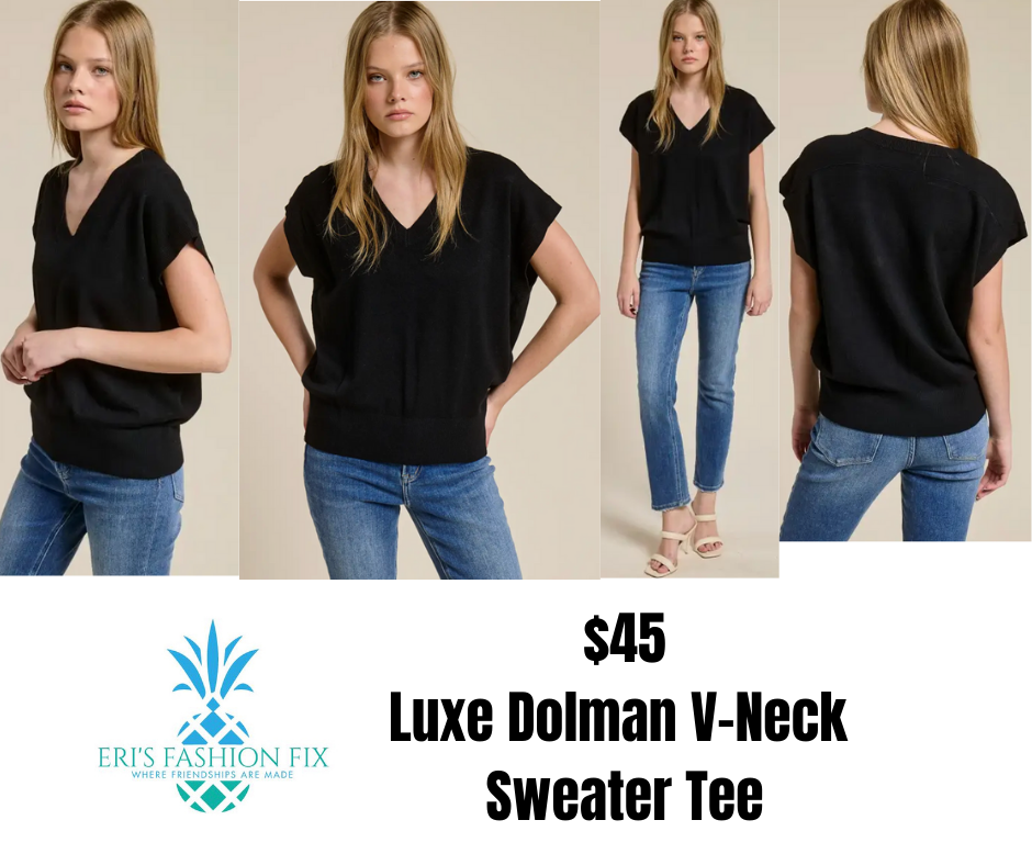 CA Luxe Dolman V-Neck Sweater Tee