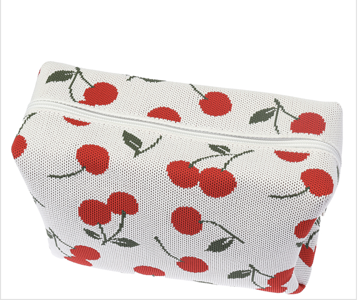 JO Cherry Textured Zipper Pouch