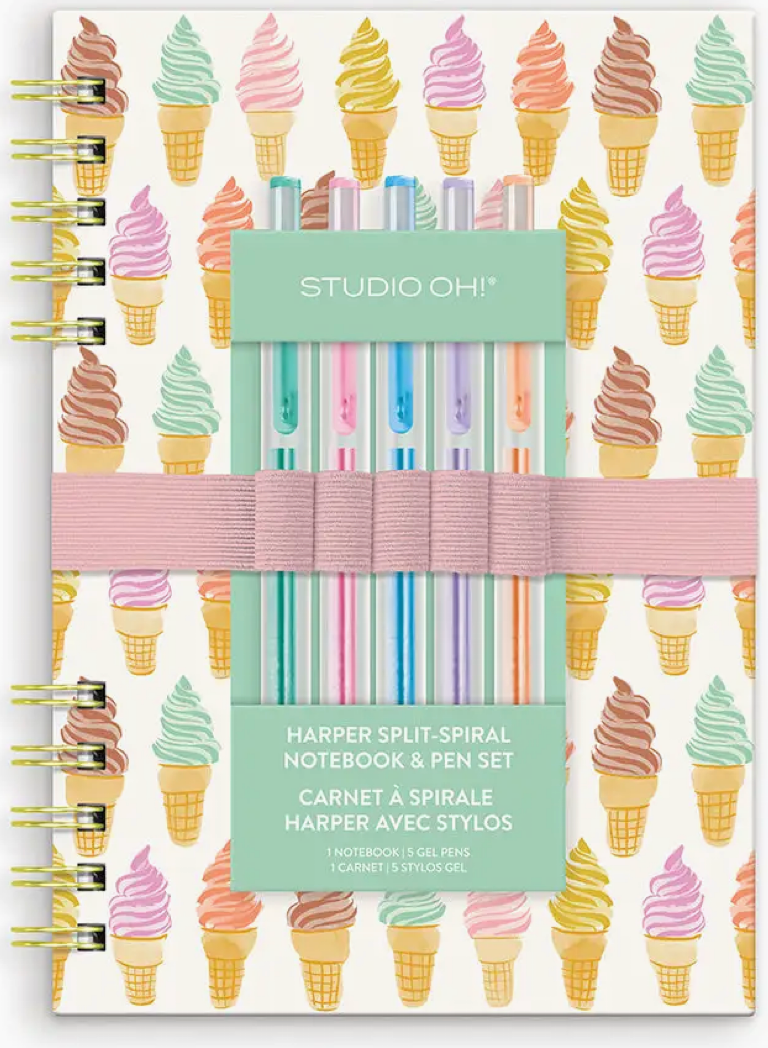 Cool & Creamy Harper Split-Spiral Notebook & Pen Set