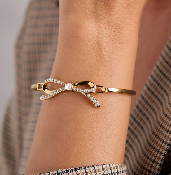 Alex and Ani Bow Pearl Coquette Tension Bangle