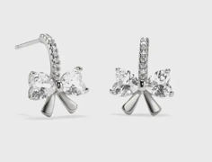 PC 2300 Dainty Bow Tie Drop Stud Earring in 925 Sterling Silver