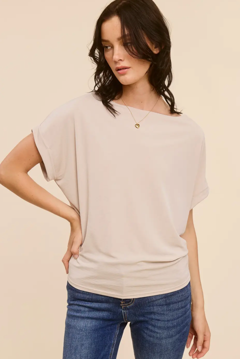 CA 13966 Relaxed Dolman Short Sleeve Top