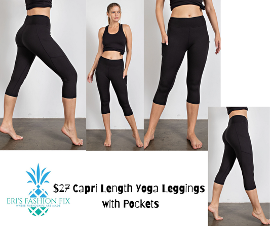 RM 6045 Capri Yoga Bottoms Deep Side Pockets