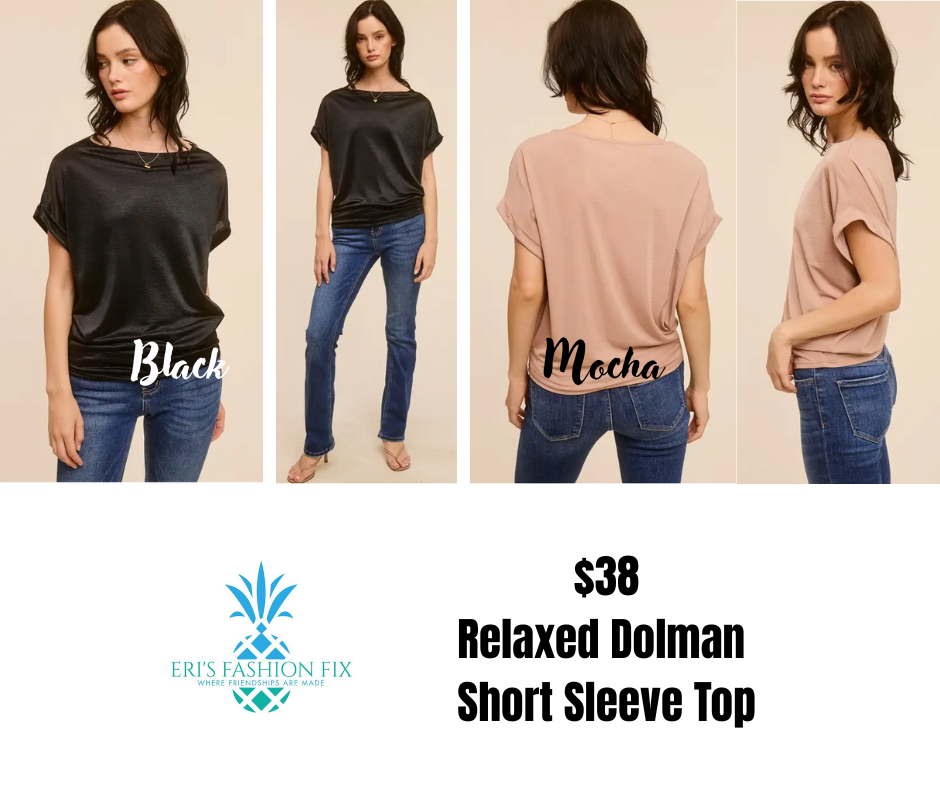 CA 13966 Relaxed Dolman Short Sleeve Top