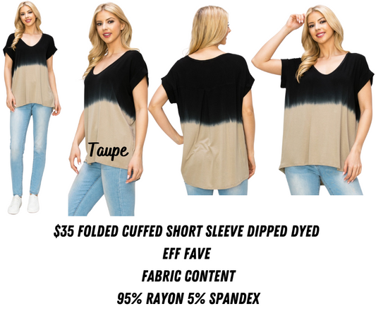 EN JT1225 Dip Dyed Short Sleeve V Neck