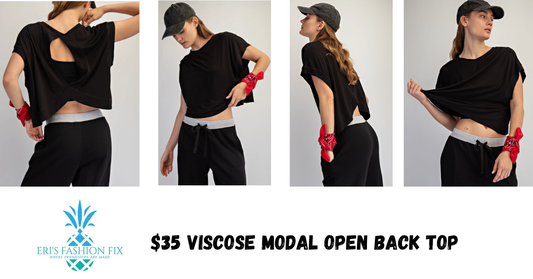 RM T0083 Viscose Modal Open Back Top