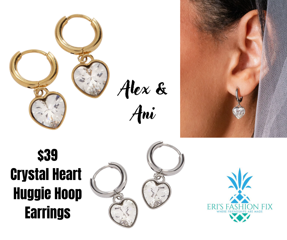 Alex and Ani Crystal Heart Huggie Hoop Earrings