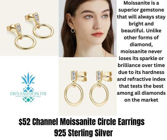 PC Channel Moissanite Circle Earrings in 925 Sterling Silver