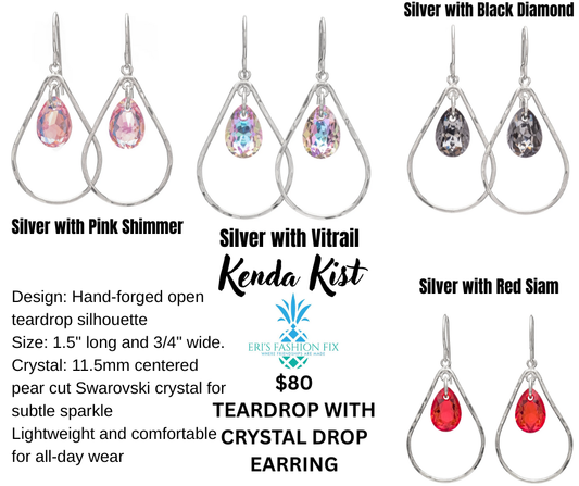 Kenda Kist TEARDROP WITH CRYSTAL DROP EARRING
