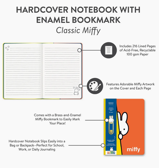 Miffy Hard Cover Notebook with Enamel Book Mark