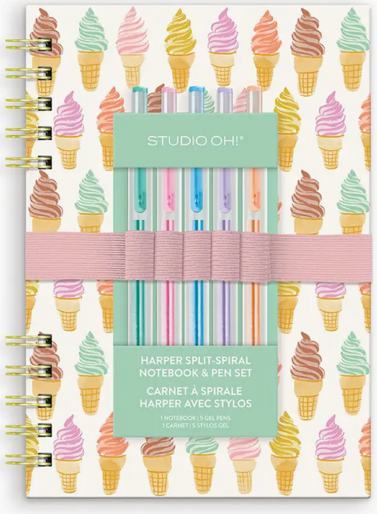 Cool & Creamy Harper Split-Spiral Notebook & Pen Set