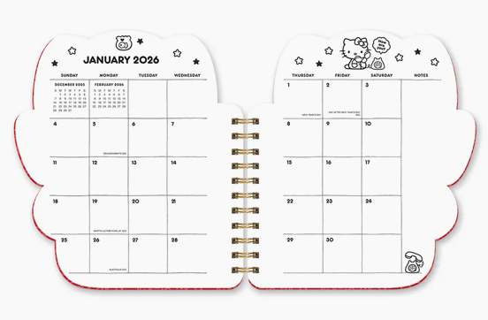 2026 Hello Kitty Playful Pink Die-Cut Weekly Planner