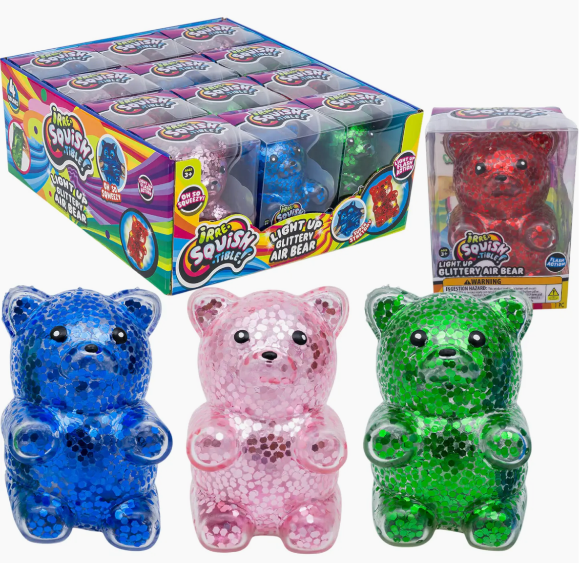 CC Light Up Glittery Air Bear Fidget Toy