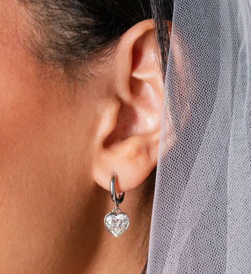 Alex and Ani Crystal Heart Huggie Hoop Earrings