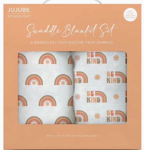 Swaddle Baby Blanket Set Be Kind Rainbows