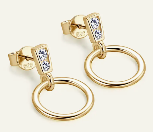 PC Channel Moissanite Circle Earrings in 925 Sterling Silver