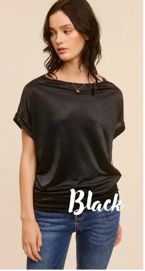CA 13966 Relaxed Dolman Short Sleeve Top