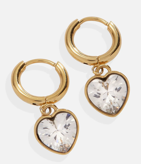 Alex and Ani Crystal Heart Huggie Hoop Earrings