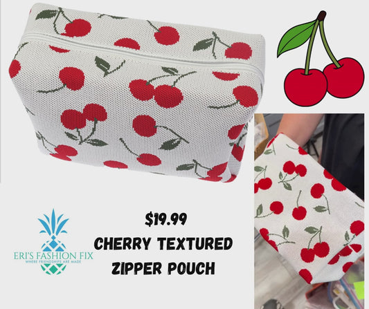 JO Cherry Textured Zipper Pouch